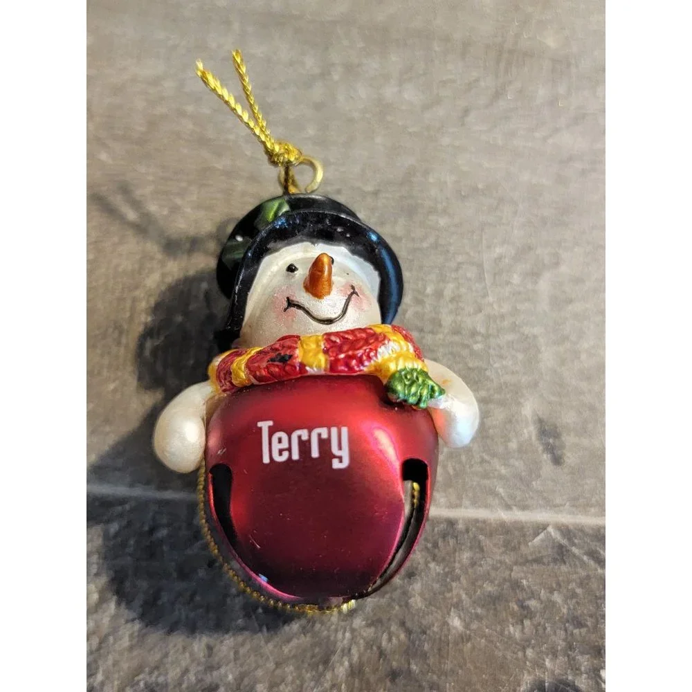 Red bell snowman Terry mistletoe‎ ornament Xmas decor